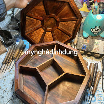 Hộp đựng bánh kẹo đa năng bằng gỗ trắc đỏ đen 30x15cm 