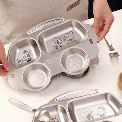 KHAY INOX 304 CAO CẤP KHAY ĂN DẶM TRAVELER 4 NGĂN DÀNH CHO BÉ ĐÁNG YÊU - KHÁNG KHUẨN 99,9%