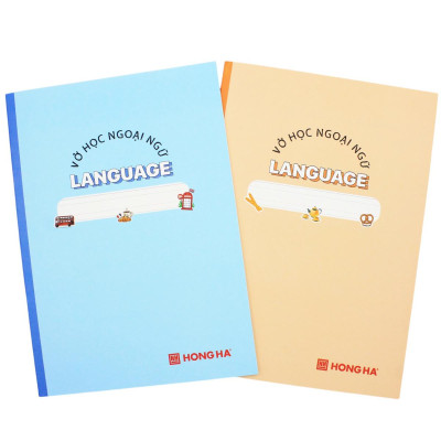 Tập Gáy Ghim Study Language - Tiếng Anh, Đức, Nga, Pháp - 80 Trang 70gsm - Hồng Hà 1464 (Mẫu Bìa Giao Ngẫu Nhiên)