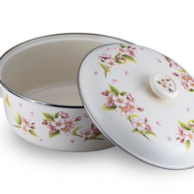 Nồi tráng men FUJIHORO 18cm, 1.8L ( Hoa văn Sakura ) SYM-12, Sử dụng bếp từ
