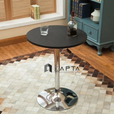 Bộ bàn 2 ghế bar tiếp khách Nội thất Capta SL TB2105-06W / CB2201-P Bộ bàn tư vấn khách cho cửa hàng: Bàn tròn 60 cm và ghế bar có lưng tựa chân điều chỉnh độ cao linh hoạt 