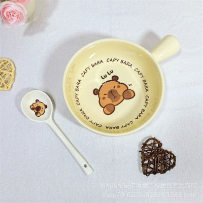 Bộ Bát Đĩa Thương Hiệu Gosu Gấu Capy bara Đáng Yêu Nước Men Sáng Đẹp Chất Lượng Cao