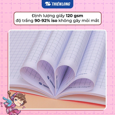 Combo 5/10 Tập học sinh chống lem 96 trang 4 ô ly vuông 2mm 120gsm Thiên Long NB-121/AK - PB Akooland - Mẫu ngẫu nhiên