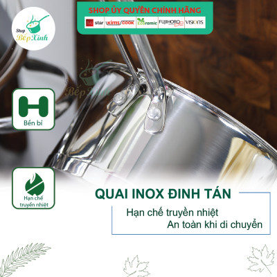 Bộ nồi chảo chống dính cao cấp Fivestar 6 món nắp kính , 3 đáy dùng được bếp từ , hồng ngoại , gas