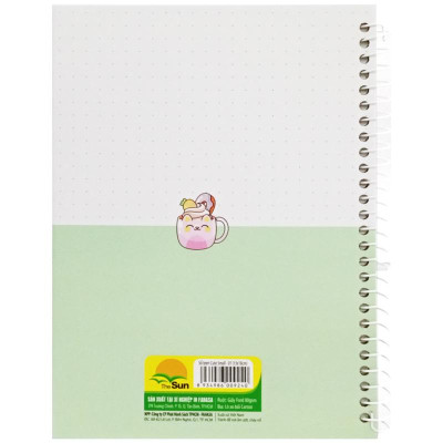 Sổ Lò Xo Teen Không Kẻ Có Chấm 80gsm - Cute Small - The Sun 01 - Màu Xanh Lá