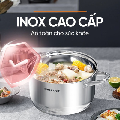 NỒI INOX 3 ĐÁY SUNHOUSE SHG301-30 - Hàng Chính Hãng