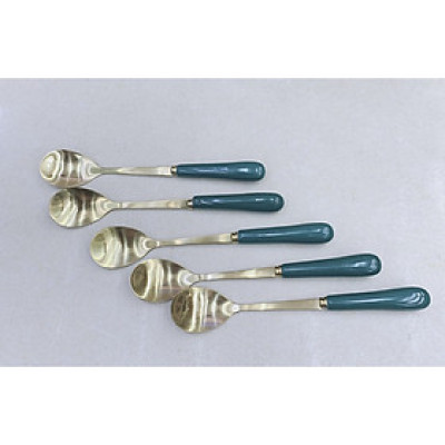 COMBO 10 THÌA CÁN SỨ CAMELIA THÂN MẠ VÀNG PHA TRÀ CÀ PHÊ - ANTH422