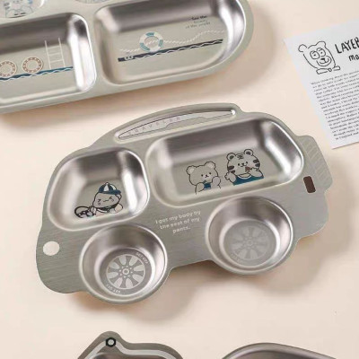 KHAY INOX 304 CAO CẤP KHAY ĂN DẶM TRAVELER 4 NGĂN DÀNH CHO BÉ ĐÁNG YÊU - KHÁNG KHUẨN 99,9%