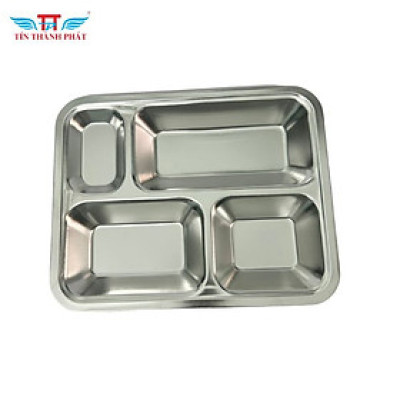 Khay inox 4 ngăn cao cấp Tín Thành Phát giải pháp tối ưu cho suất ăn tập thể, bếp công nghiệp