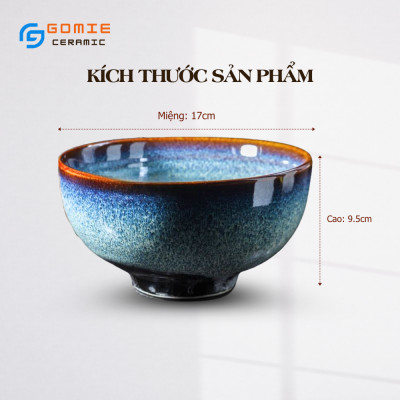 Bát Phở Cup Men Xanh Hoả Biến 17x9.5cm - Bát Phở Gốm Sứ Cao Cấp - Bát Phở Gốm Sứ Bát Tràng Hàng Cao Cấp