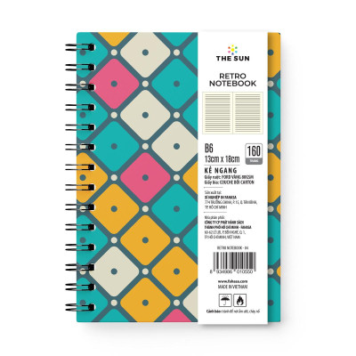 Sổ Lò Xo Bìa Cứng Retro B6 - Kẻ Ngang - 160 Trang 80gsm - The Sun 04