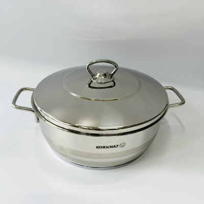 Nồi Inox 304 Korkmaz 24 cm thân thấp A2020 - Thổ Nhĩ Kỳ - Hàng Chính Hãng