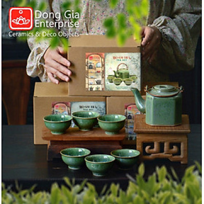 Bộ ấm lục giác nhỏ - xanh Crystal 14