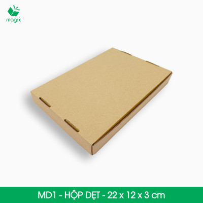 MD1 - 22x12x3 cm - 50 Thùng hộp carton trơn đóng hàng 
