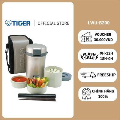 Hộp đựng cơm giữ nhiệt Tiger 3 ngăn LWU-B200 (1.41L)