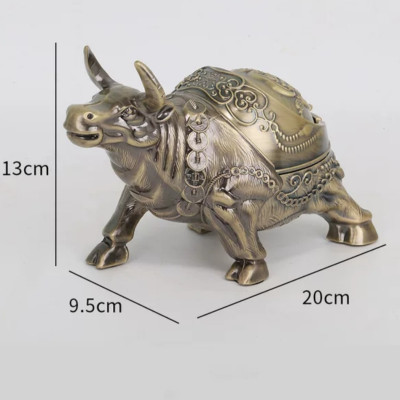 Gạt tàn hình trâu hợp kim đồng mới 4 màu tài lộc( tặng sét 4 cọ vệ sinh vòi ấm nội địa nhật )