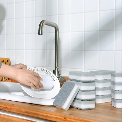 SET 2 Miếng Bọt Xốp, Ghi Xám Cọ Rửa Chén Bát Đĩa, Đánh Chảo Nồi Chảo, Vệ Sinh Sạch Sẽ, Dọn Bếp Tiện Dụng - TakyHome 5152set2