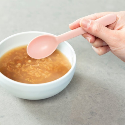 Set 02 thìa ăn cho bé Amori Inochi muỗng ăn dặm nhựa cao cấp thìa tập ăn trẻ em kháng khuẩn Ag+