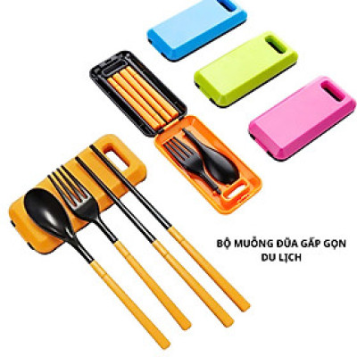 Bộ muỗng đũa nỉa du lịch gấp gọn có hộp bỏ túi tiện lợi