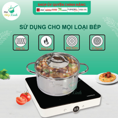 Bộ nồi chảo chống dính cao cấp Fivestar 6 món nắp kính , 3 đáy dùng được bếp từ , hồng ngoại , gas