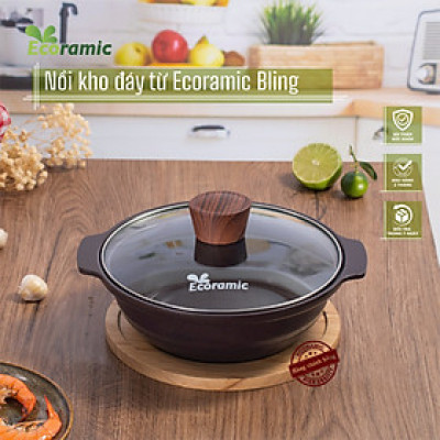 [CAO CẤP] Nồi Kho Bếp Từ Ecoramic Bling – Phủ Ceramic 6 Lớp – Đúc Nguyên Khối – Tặng Đế Lót Gỗ – Chính Hãng Ecoramic