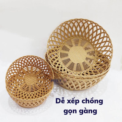 RỎ MÂY TRÒN MÀU NÂU NHIỀU SIZE CHUYÊN ĐỰNG HOA QUẢ VÀ ĐỰNG BÁNH QUẨY ĂN TRONG CÁC NHÀ HÀNG QUÁN PHỞ