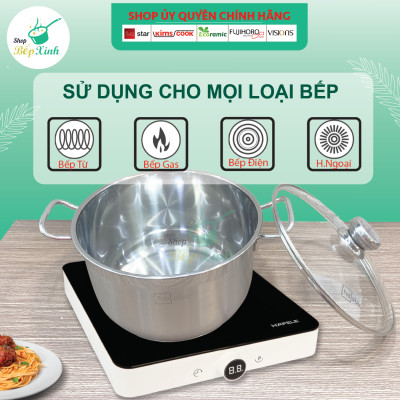 Nồi Luộc Gà Inox 3 Đáy Fivestar Nắp Inox - Bạc