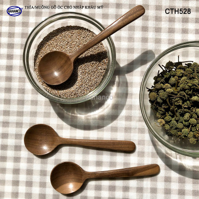 Thìa/Muỗng đầu tròn gỗ Óc Chó (13,5cm) CTH528 - Xúc gia vị, cafe, decor trang trí - An toàn cho sức khỏe