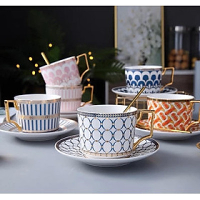 SET 6 TÁCH 6 ĐĨA TRÀ CHIỀU CAO CẤP UK TEMPI Hàng chính hãng