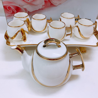 ẤM CHÉN SỨ TRẮNG VIỀN VÀNG