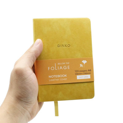 Sổ Bìa Da A6 - Không Kẻ Có Chấm - 120 Trang 100gsm - The Sun - Ginko