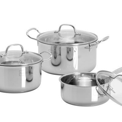 Bộ nồi chảo chống dính vân đá đáy từ 3 lớp đáy liền khối Fivestar Plus FPB3002 nắp kính size 16, 20, 24cm và chảo 24cm , tặng 1 vá canh