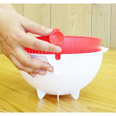 Rổ nhựa đa năng 2 lớp Kokubo, có thể quay 360 độ giúp rau củ ráo nước một cách nhanh chóng mà không bị dập nát hay rơi vãi ra ngoài - nội địa Nhật Bản 