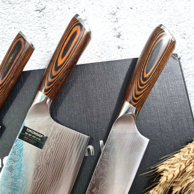 DAO - BỘ 3 DAO BẾP NHẬT BẢN THÉP DAMASCUS MÃ A2 DT2 nt topcomshop vn