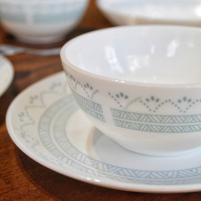 Tô Thủy Tinh Luminarc Diwali Geomatric Blue 18cm đựng thức ăn, kháng vỡ, cường lực - Bộ 6 cái - V6536