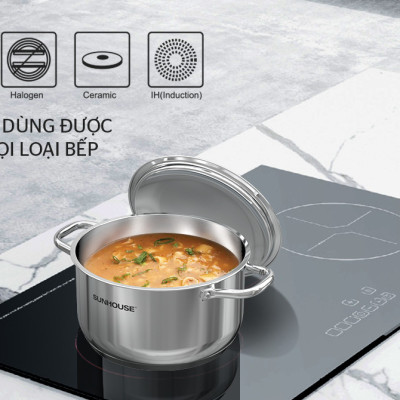 Bộ nồi chảo inox 5 đáy Sunhouse SHG995