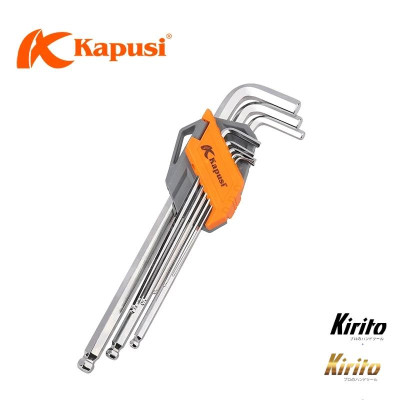 Bộ lục giác bi 9 chi tiết Kapusi Japan cao cấp chất liệu S2 dày dặn cứng cáp - Lục giác trắng