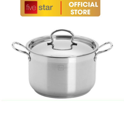 Nồi inox 3 đáy inox 430 cao cấp FiveStar Standard N28-3D bếp từ nắp inox ( 28cm)
