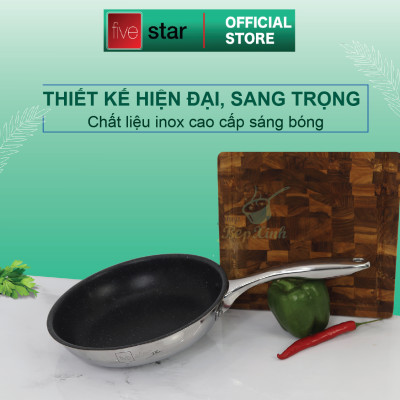 Bộ nồi chảo chống dính vân đá đáy từ 3 lớp đáy liền khối Fivestar Plus FPB3002 nắp kính size 16, 20, 24cm và chảo 24cm , tặng 1 vá canh