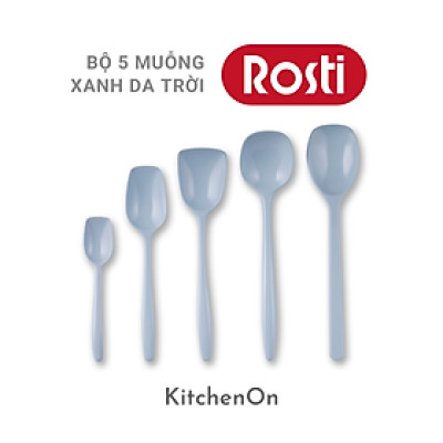 Bộ 5 thìa nấu ăn Rosti, màu xanh Bắc Âu. Nhãn hàng Rosti Đan Mạch