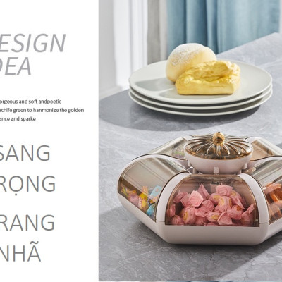 Khay Đựng Mứt Bông Hoa 6 Cánh Bung Sang Trọng