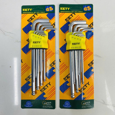 Bộ Lục Giác Thép Nâu Đầu Bi 9 Cây Chữ L 1.5-10mm , Chất liệu thép CR-V6150 - Bộ lục giác Yeti