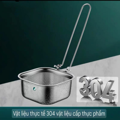  RÂY LỌC CHAO VỚT VỢT CHUYÊN DỤNG LẨU INOX SUS 304 - THÉP KHÔNG GỈ, TAY CẦM CÓ THỂ GẬP LẠI, 4 VỊ TRÍ KHÁC NHAU - CÓ CẠNH TREO XOONG NỒI TIỆN DỤNG 