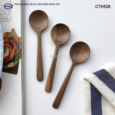 Thìa/Muỗng đầu tròn gỗ Óc Chó (13,5cm) CTH528 - Xúc gia vị, cafe, decor trang trí - An toàn cho sức khỏe