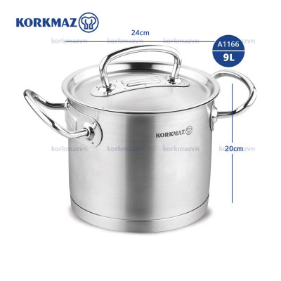 Nồi inox 18/10 thân cao Korkmaz Proline 9 lít - 24x20 cm