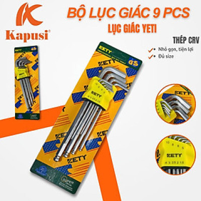 Bộ Lục Giác Thép Nâu Đầu Bi 9 Cây Chữ L 1.5-10mm , Chất liệu thép CR-V6150 - Bộ lục giác Yeti