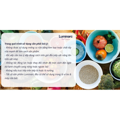 Đĩa Thủy Tinh Luminarc Diwali Trắng 27cm đựng thức ăn, cường lực, chịu nhiệt - Bộ 3 đĩa - N3604