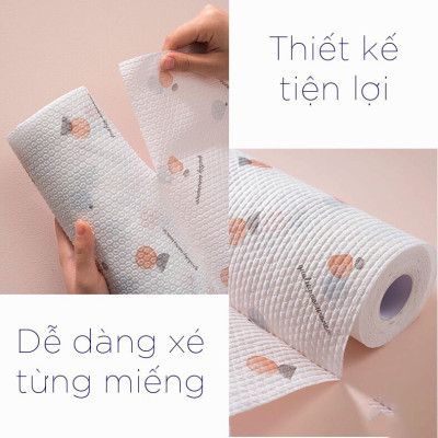 Cuộn Giấy Lau Nhà Bếp Đa Năng Có Thể Tái Sử Dụng Nhiều Lần Tiện Dụng, Tiết Kiệm Thấm Hút Nhanh