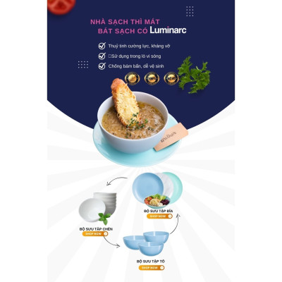 Tô Thủy Tinh Luminarc Diwali Harena 20cm đựng thức ăn, kháng vỡ, cường lực - Bộ 3 cái - N5416