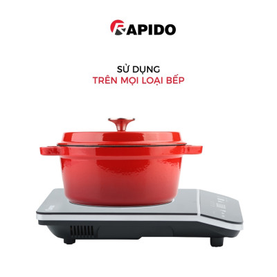 Nồi gang đúc tráng men Rapido cao cấp size 24cm phù hợp mọi loại bếp gia đình - Hàng chính hãng